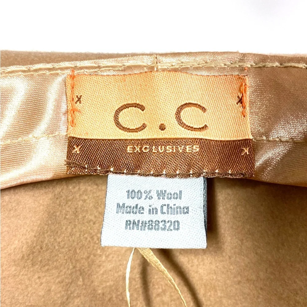 C.C. Exclusives 100% Wool Wide Brim Beige Hat L Western Boho Cowgirl Modern - Picture 4 of 7